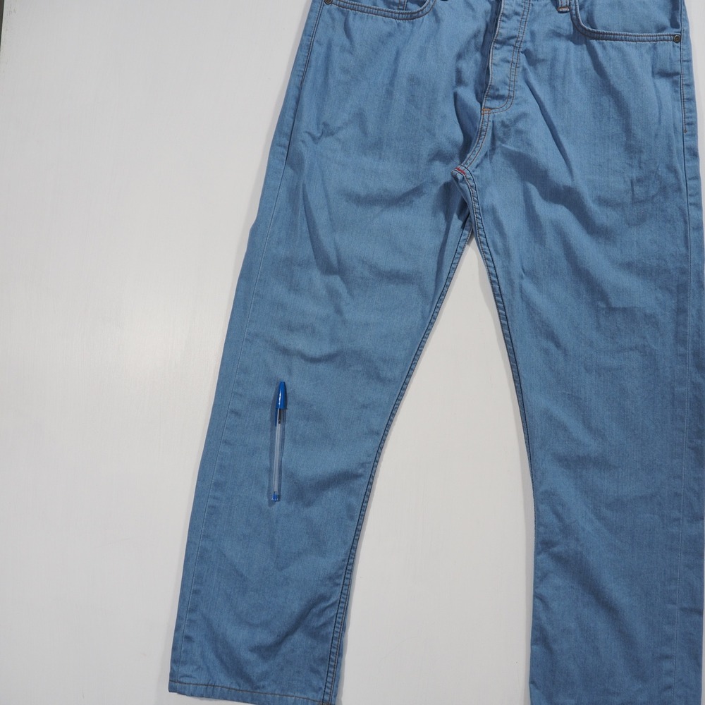 Gustin Jeans Mens 37 Blue Selvedge Straight Fit Lightweight Denim Button Fly - Picture 7 of 16